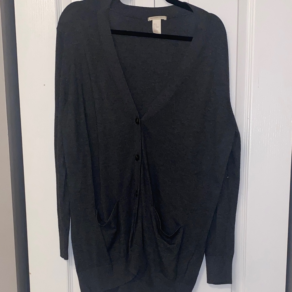H&M Charcoal Button-Up Cardigan